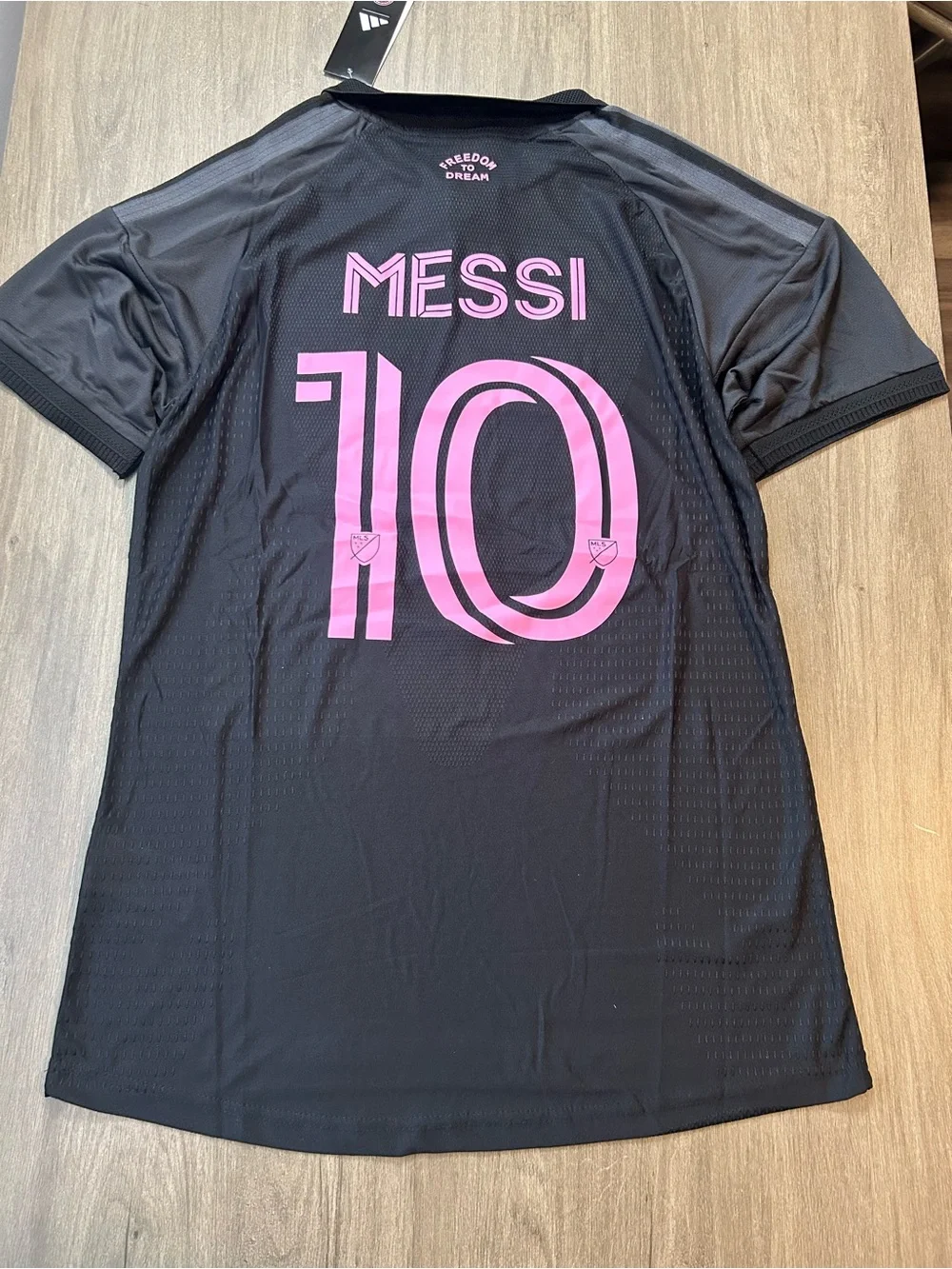 Messi #10 Black Soccer Jersey with Pink Details